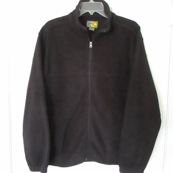 Bass Pro Shops Mens L/S Black Fleece Full Zip Sweater - Size Medium - Picture 1 of 2
